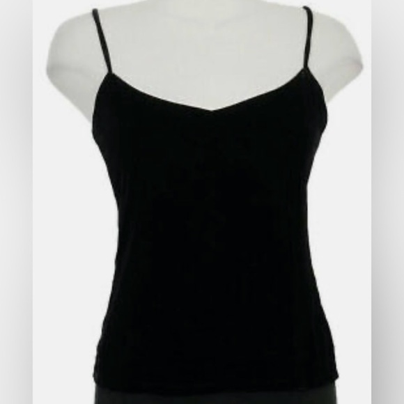 Eileen Fisher Black Silk Velvet Spaghetti Strap Tank Top Minimalist Quiet Luxury - Picture 8 of 9